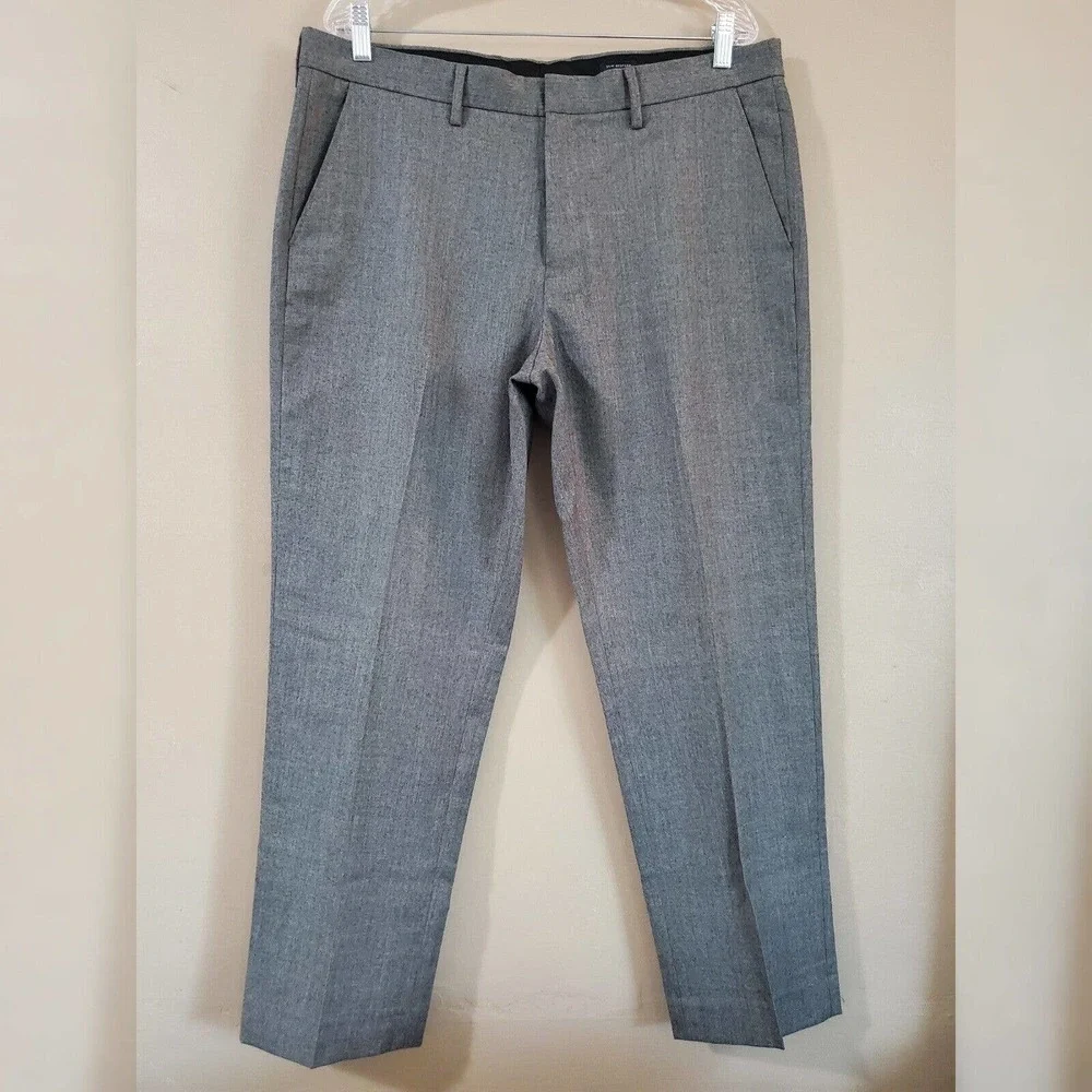 J Crew Mens Slim Bedford Wool Dress Pants Size 36 x 30 Gray Straight Leg - Picture 1 of 8
